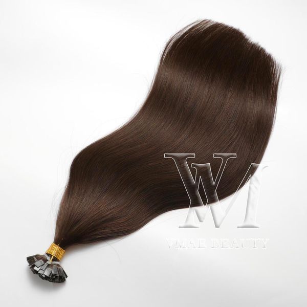 

vmae brazilian indian peruvian #2 darkest brown color 10" to 26" inch straight flat tip human hair extensions, Black