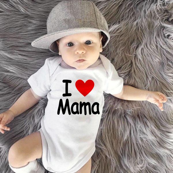 

i love papa mama design printing jumpsuit newborn white cotton bodysuit summer short sleeve clothing baby boy girl clothes, Blue