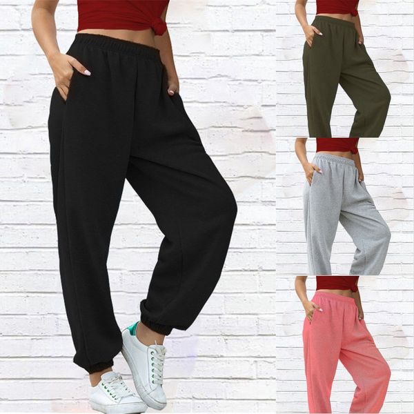 

skinny pant women pencil pant summer female high waist casual long trouser loose sweat joggers, Black;white