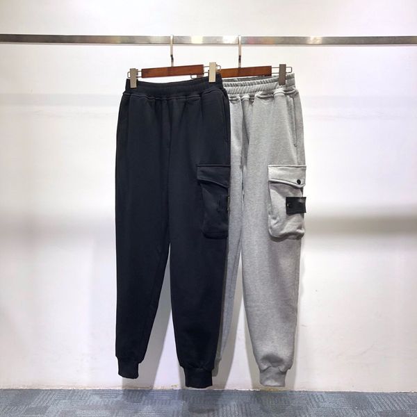 

20ss / islandss mens компас координаты хлопка тонкие брюки резинкой шнурок случайные брюки дизайнер осень зима спортивные брюки, Black