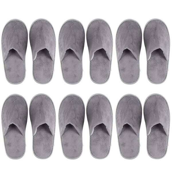 

auau-6-pairs disposable slippers, great for l, spa, nail salon use-non-slip-grey-fits up to us men's size 11 and us women's, Black