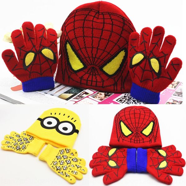 

gloves spider-man children's warm pullover wool hat baby cartoon minions autumn and winter warm knitted pullover hat, Yellow
