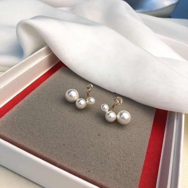 

Studs Handmade Zircon Pearl Earrings Luxury Jewelry 18K gold plated brass Earrings Stud Earrings For women Asymmetric Earring Christmas Part
