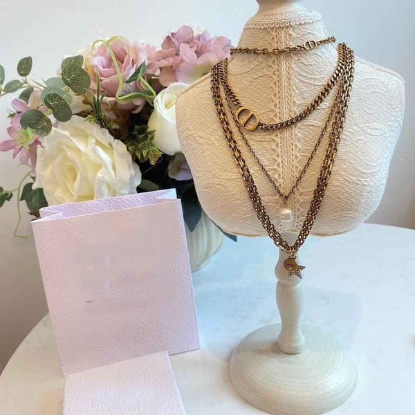 

several layers pendant necklace for women wedding jewelry gift brass material ps5076, Silver