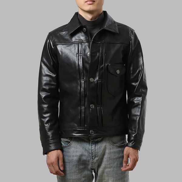 

az1905-7 read description asian size good goat leather jacket genuine goat leather jacket 3 colours, Black