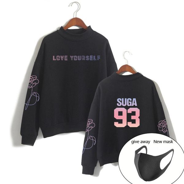 

suga 93 loveyourself bangtan sweatshirt love yourself rapmonster 94 women's sweatshirt harajuku kpop bangtan hope world poc, Black