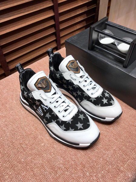 

2020w fashion men's embroidered letter casual shoes breathable leather classic sneakers lace-up low-shoes, size: 38-45, Black