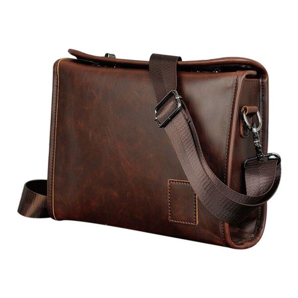 

men leather messenger briefcase lapshoulder crossbody bag business handbag