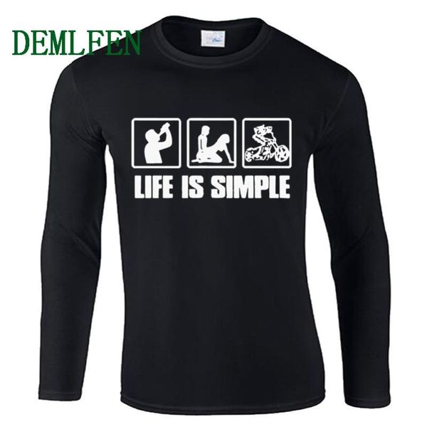 

spring autumn long sleeve men t shirts life is simple wine boobs biker t-shirts men's funny print t shirt casual tees streetwear, White;black