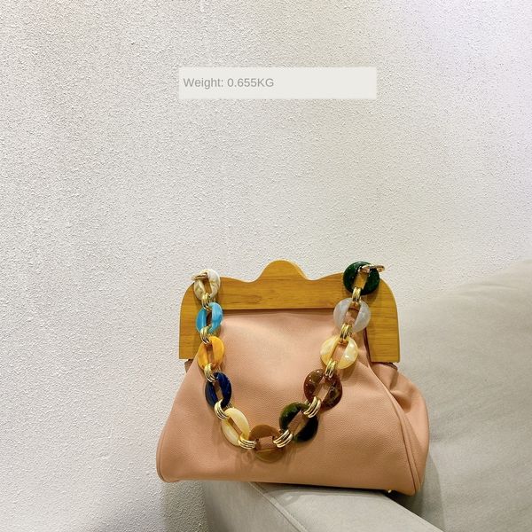 

women's 2020 new korean acrylic chain messenger fashion shoulder bag all-match wooden clip shoulder bag