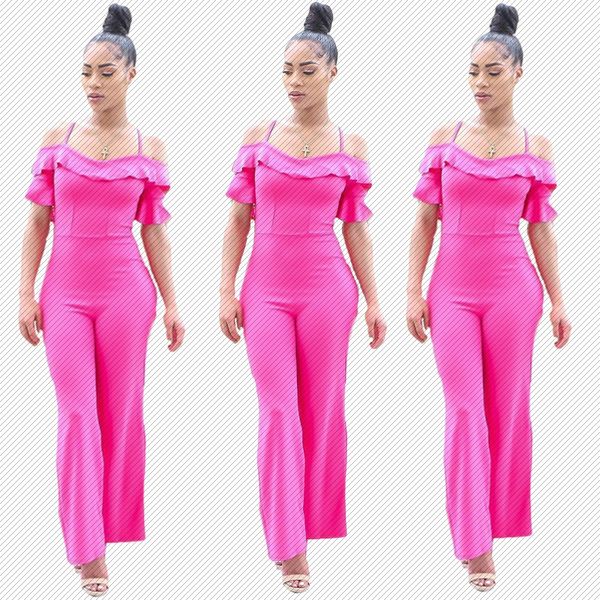 

h8801 amazon flounce off-shoulder jumpsuit solid color spot, Gray