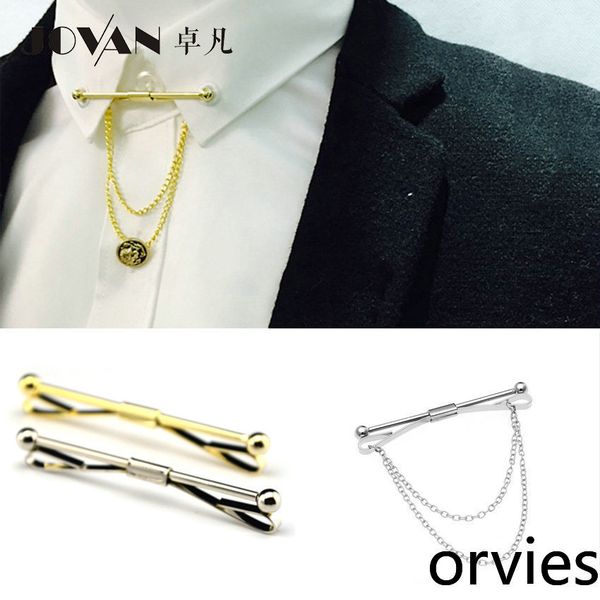 

2020 popular collar corner clip tassel tie bar collar pin, Silver