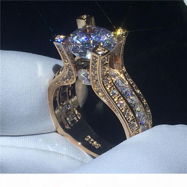 

vintage ring diamond cz sona stone 925 sterling silver anniversary wedding band ring for women finger jewelry, Slivery;golden