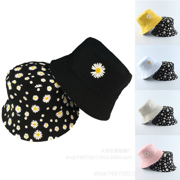 

summer daisies bucket hat women fashion cotton beach sun hats reversible bob chapeau femme floral panama hat fisherman, Blue;gray