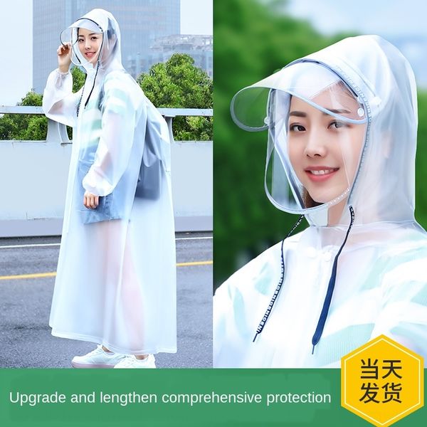 

95ncq raincoat long full body single male and female students fashion transparent protection electric battery car bicycle protective b, Red;brown