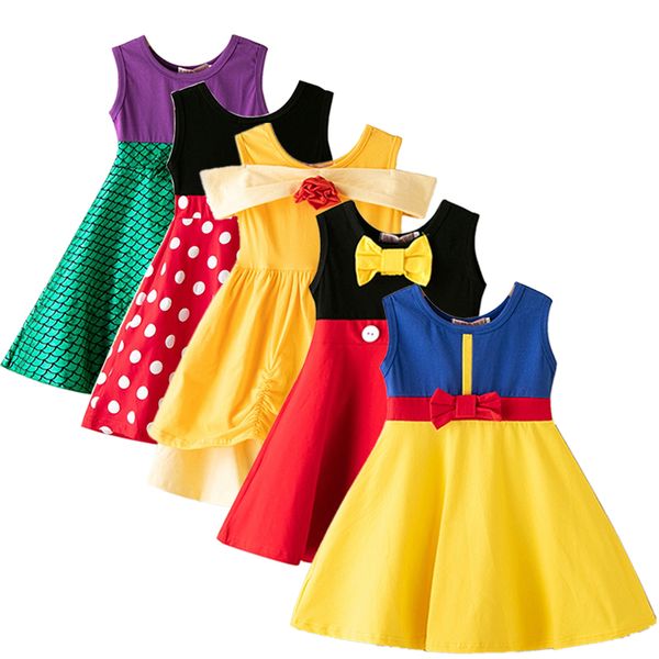 

baby girl одежда bella платье принцессы annna костюм лета малыша девушки полька dot платья детские платья для девочек 3-8 лет, Red;yellow