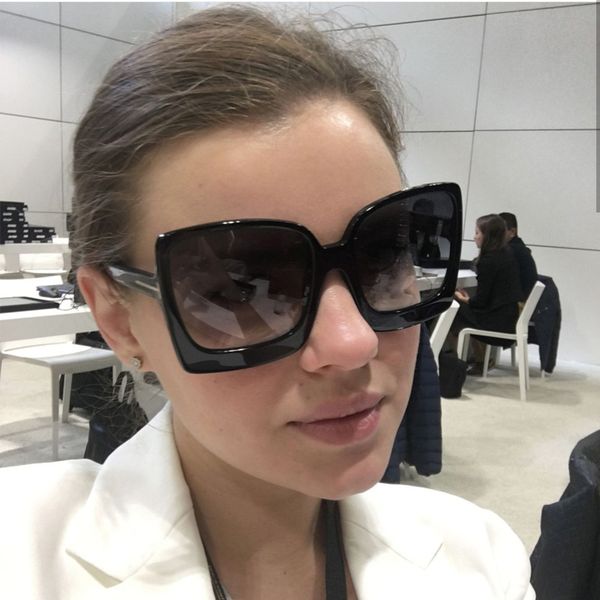 

new design oversized frame tom t butterfly leather women sunglasses gradient lens female male female, White;black