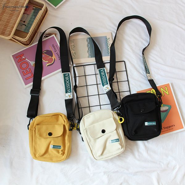 

ins new super fire japanese hip plain hop brand bungee harajuku student bag canvas crossbody shoulder bag