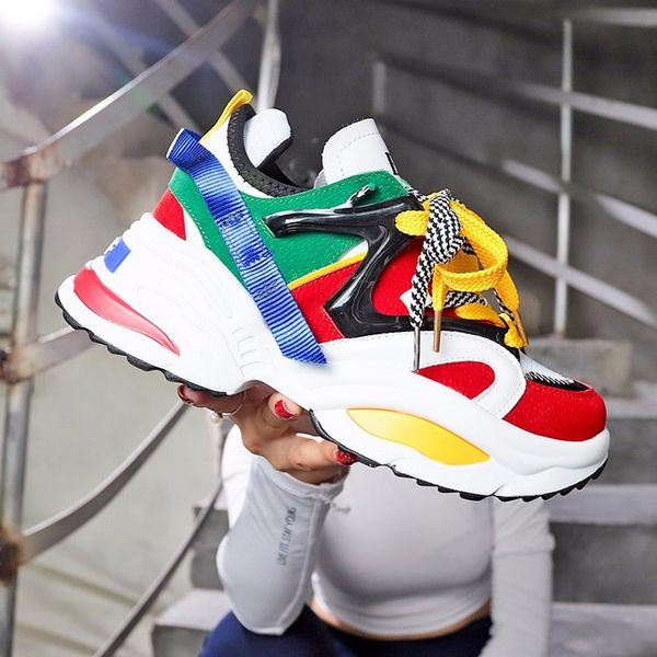 

2018 новая весна осень мода обувь женщин mesh дышащие creepers платформы обувь женщина кроссовки плоский повседневный cs09, Black