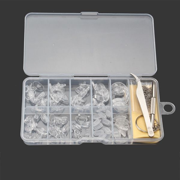 

11irj durable glasses accessories soft anti-skid silicone nose pad blade plug lock type silicone screw accessory screw nose pad repair box c, Silver
