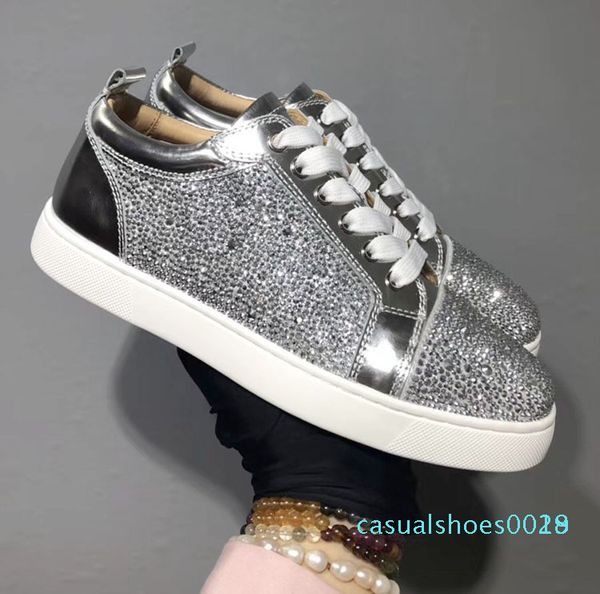 

1designer luxury shoes men women studded spikes platform sneakers vintage genuine leather casual rivet sneaker c18, Black