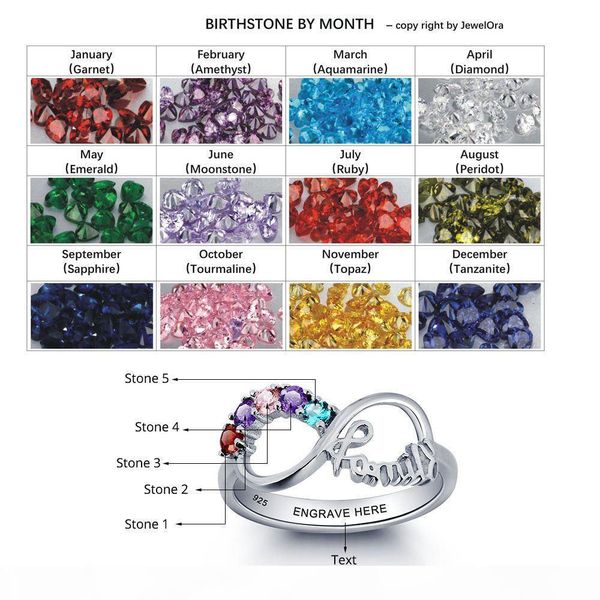 

yizhan personalized infinity diy love family ring colorful cubic zirconia 925 sterling silver jewelry gift box (silveren si1784, Slivery;golden