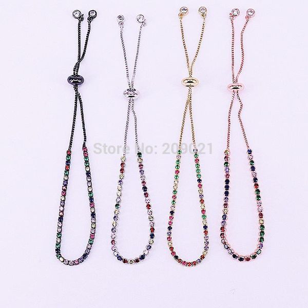 

10pcs fashion charm pave cz zircon adjustable chain bracelet for women girl bracelets jewelry findings making j190703, Golden;silver