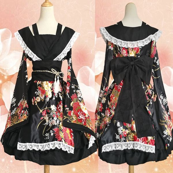 

блаженного чистой земля большого размера костюм cosply костюм huakui loli той одежда одежда танец платье qun house танец кимоно горничного, Black;red