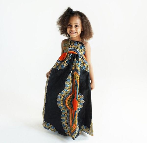 

african dress for toddler girls kids baby bohemian strap long skirt one-piece summer outfits with headband, Red;yellow