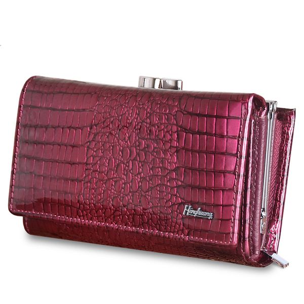 

mini genuine leather women wallets alligator small hasp zipper wallet ladies clutch bag purse 2019 new female purses, Red;black