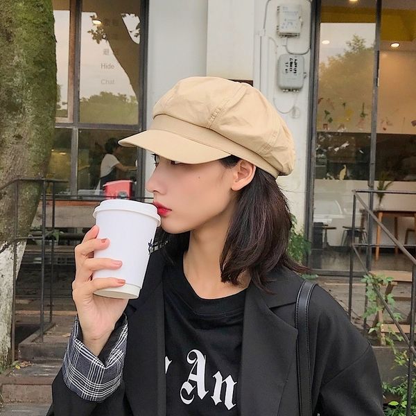 

women's net red thin literary beret octagonal octagonal hat newspaper children's hat ins korean style all-match beret, Blue;gray