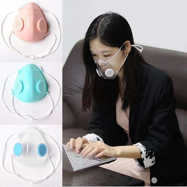 

us stock protective face mask with breathing valve filter clear mouth window dustproof anti haze smog reusable designer mask