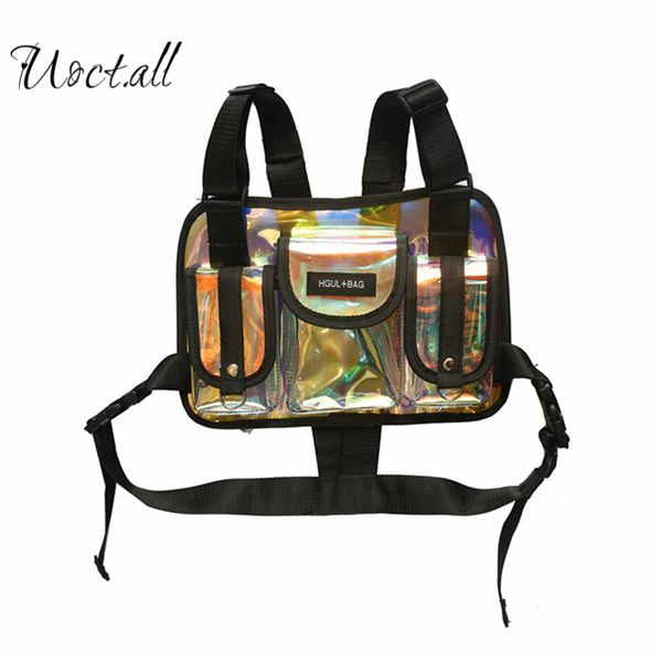 

functional tactical vest multifunctional chest bag male transparent bag fashion brand japanese tooling vest shoulder ins