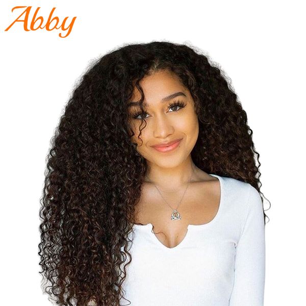 

full lace frontal kinky curly human hair wigs for women abby hair wig 150% density mongolian remy wig pre plucked frontal wigs, Black