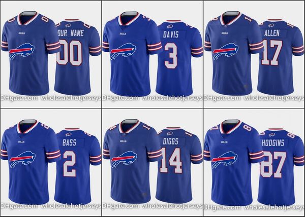 

buffalo bills men #14 stefon diggs 17 josh allen 87 isaiah hodgins custom women youth nfl royal blue big team logo jersey, Black;red