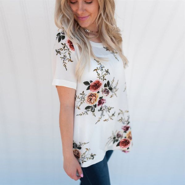 

new summer short sleeve women t-shirts floral print 2019 casual loose tees 3xl big size streetwear t-shirt pullovers