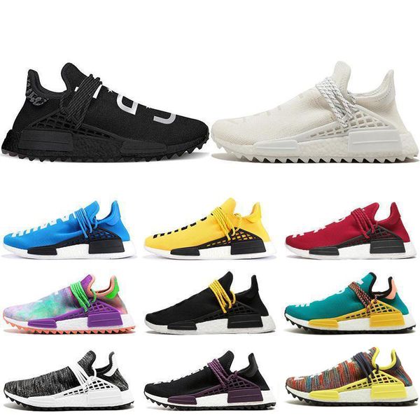 

гонка обувь нового человека мужчина женщина pharrell williams hu runner желтый черный белый красный зеленый серой синий спорт тапок 36-47 сл, Black
