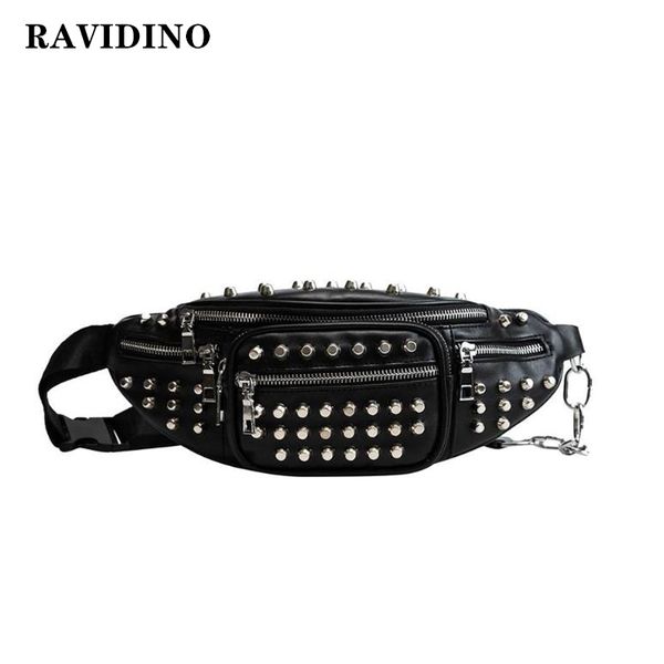 

2019 punk style rivets waist pack luxury designer fanny pack small women waist bag phone pouch punk belt bag purse cx200713