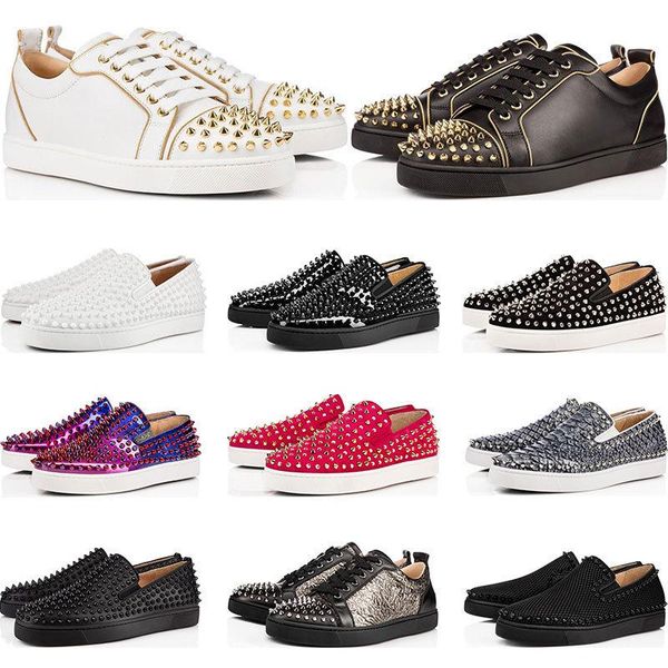 

designer shoes brand studded spikes flats shoes s shoes luxury mens womens party genuine leather sneakers size 36-46 with bag