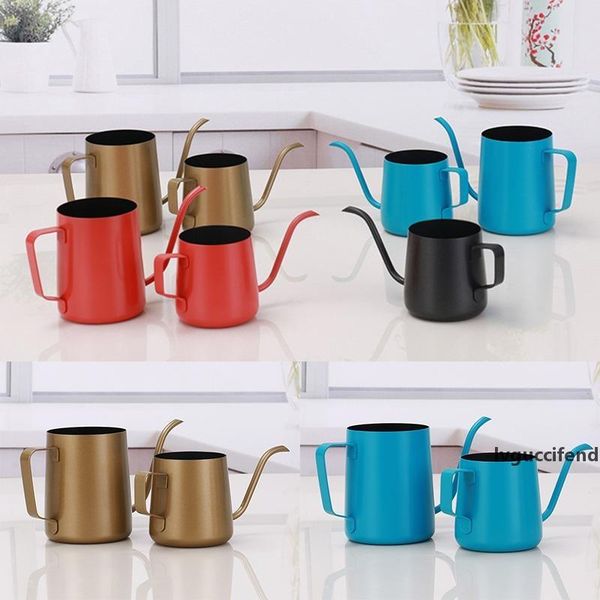 

new 250ml 350ml coffee pot stainless steel gooseneck pour over coffee maker hanging ear drip coffee long spout pot tea kettle tools wx9-353