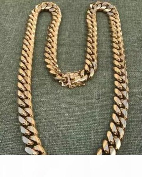 

14mm men cuban miami link chain 18k gold plated 26 inch heavy, Silver