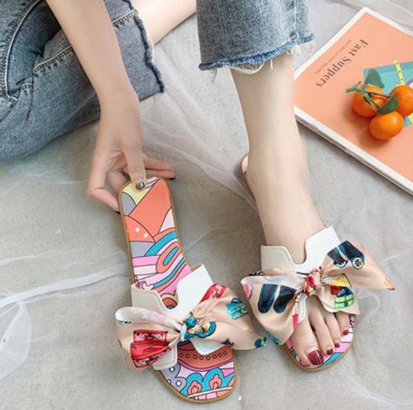

usual pu h-sharp beach shoes slippers female summer seaside non-slip soft rubber bottom sandals ribbon bow fashion flat slippers cs03, Black