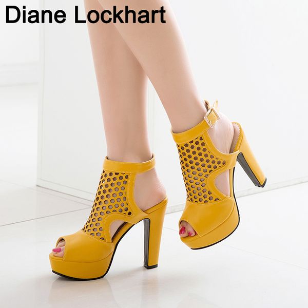 

new gladiator sandals women mesh hole peep toe shoes hollow high heels female boots summer botas mujer zapatos size 34-48, Black