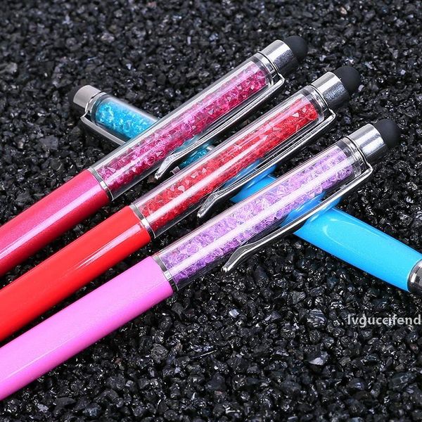 

mix colors crystal ballpoint pen fashion creative stylus touch pen for writing stationery office & school pen ballpen black blue, Black;red