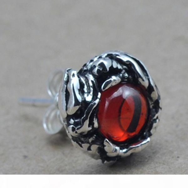 

earrings for men garnet dragon eye stud earring new fashion thai silver man male garnet ruby stonejewelry, Golden;silver