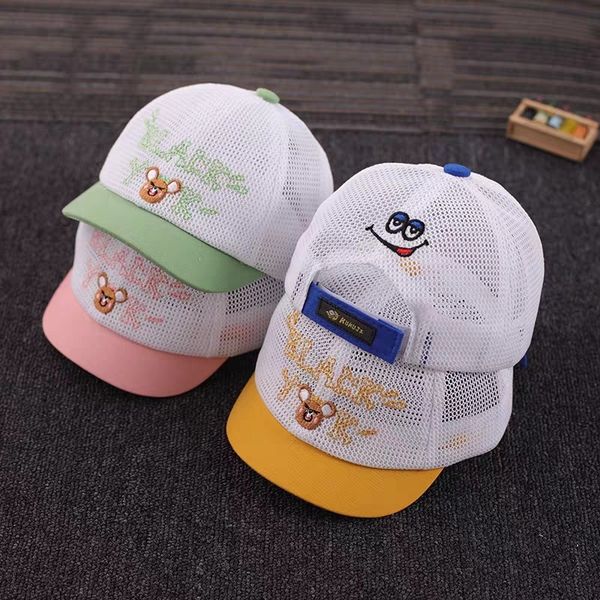 

summer baseball new baby hat thin breathable baby mesh cap sun hat autumn baseball cap, Blue;gray