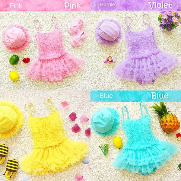 

2020 swimsuit princess dress new medium gauze skirt female baby korean baby cute split princess dress one-piece children's swimsuit, White;black