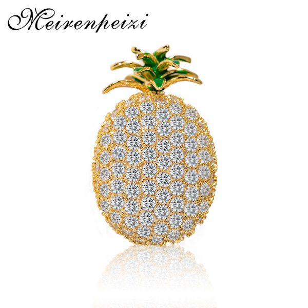 

rhinestone pineapple brooches for women fashion summer brooch enamel pins, Gray