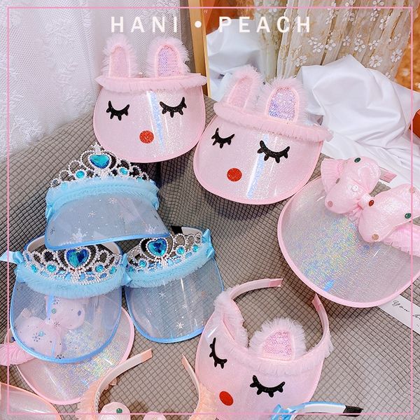 

51464 korea ins hair band sunshade crown sun sun hair band sun empty hat bowknot rabbit ear parent-child hat summer, Blue;gray