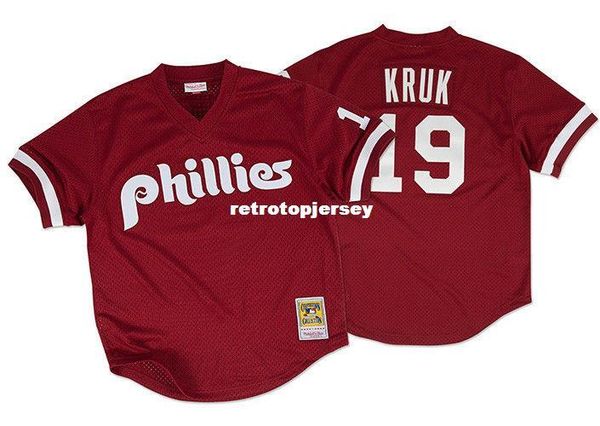 

mitchell & ness philadelphia john kruk #19 mesh jersey throwbacks mens stitched baseball jerseys, Gray